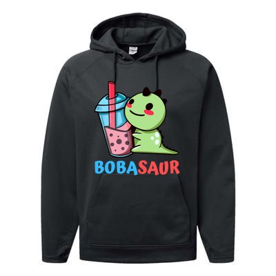 Bobasaur Bubble Tea Boba Dinosaur Kawaii Cute Dino Pun Performance Fleece Hoodie