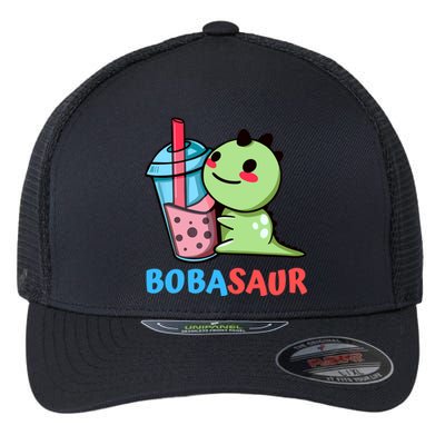 Bobasaur Bubble Tea Boba Dinosaur Kawaii Cute Dino Pun Flexfit Unipanel Trucker Cap