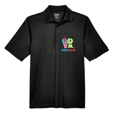 Bobasaur Bubble Tea Boba Dinosaur Kawaii Cute Dino Pun Men's Origin Performance Pique Polo