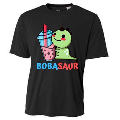 Bobasaur Bubble Tea Boba Dinosaur Kawaii Cute Dino Pun Cooling Performance Crew T-Shirt