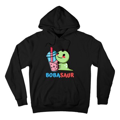 Bobasaur Bubble Tea Boba Dinosaur Kawaii Cute Dino Pun Hoodie