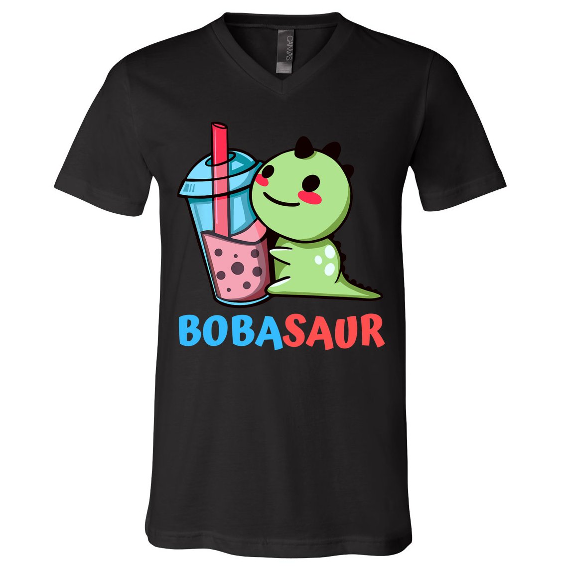 Bobasaur Bubble Tea Boba Dinosaur Kawaii Cute Dino Pun V-Neck T-Shirt