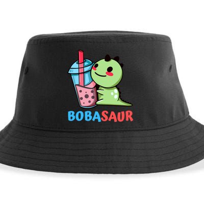 Bobasaur Bubble Tea Boba Dinosaur Kawaii Cute Dino Pun Sustainable Bucket Hat