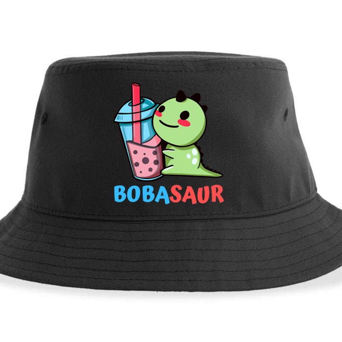 Bobasaur Bubble Tea Boba Dinosaur Kawaii Cute Dino Pun Sustainable Bucket Hat