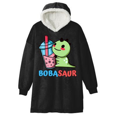 Bobasaur Bubble Tea Boba Dinosaur Kawaii Cute Dino Pun Hooded Wearable Blanket