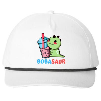 Bobasaur Bubble Tea Boba Dinosaur Kawaii Cute Dino Pun Snapback Five-Panel Rope Hat