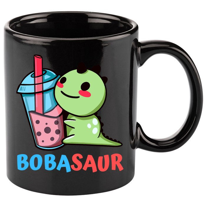 Bobasaur Bubble Tea Boba Dinosaur Kawaii Cute Dino Pun 11oz C Handle Ceramic Mug