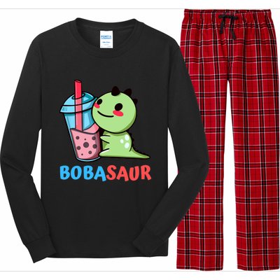 Bobasaur Bubble Tea Boba Dinosaur Kawaii Cute Dino Pun Long Sleeve Pajama Set