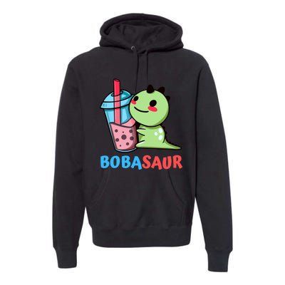 Bobasaur Bubble Tea Boba Dinosaur Kawaii Cute Dino Pun Premium Hoodie