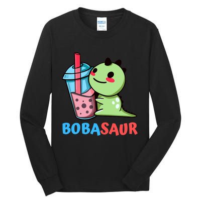 Bobasaur Bubble Tea Boba Dinosaur Kawaii Cute Dino Pun Tall Long Sleeve T-Shirt