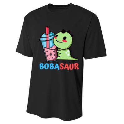 Bobasaur Bubble Tea Boba Dinosaur Kawaii Cute Dino Pun Performance Sprint T-Shirt