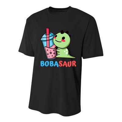 Bobasaur Bubble Tea Boba Dinosaur Kawaii Cute Dino Pun Youth Performance Sprint T-Shirt
