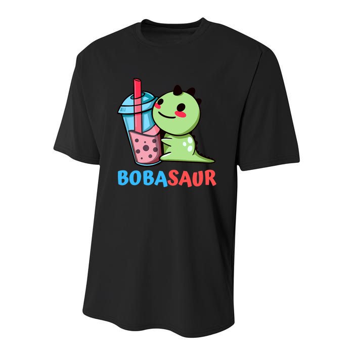 Bobasaur Bubble Tea Boba Dinosaur Kawaii Cute Dino Pun Youth Performance Sprint T-Shirt