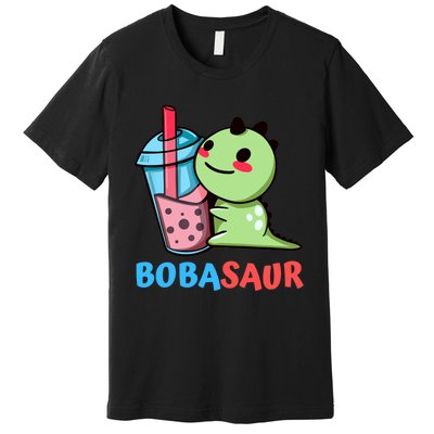 Bobasaur Bubble Tea Boba Dinosaur Kawaii Cute Dino Pun Premium T-Shirt