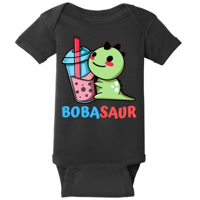Bobasaur Bubble Tea Boba Dinosaur Kawaii Cute Dino Pun Baby Bodysuit