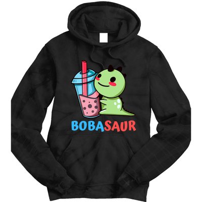 Bobasaur Bubble Tea Boba Dinosaur Kawaii Cute Dino Pun Tie Dye Hoodie