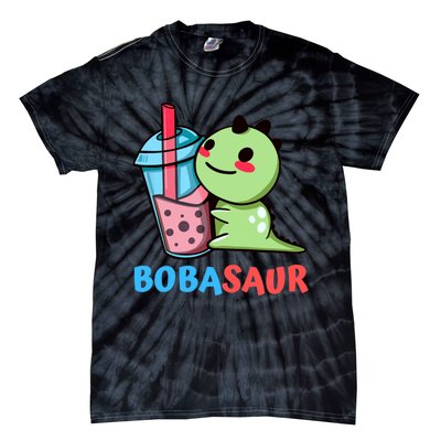 Bobasaur Bubble Tea Boba Dinosaur Kawaii Cute Dino Pun Tie-Dye T-Shirt