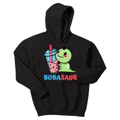 Bobasaur Bubble Tea Boba Dinosaur Kawaii Cute Dino Pun Kids Hoodie