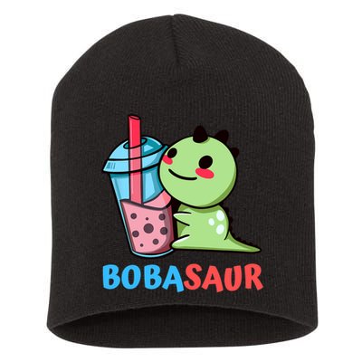 Bobasaur Bubble Tea Boba Dinosaur Kawaii Cute Dino Pun Short Acrylic Beanie