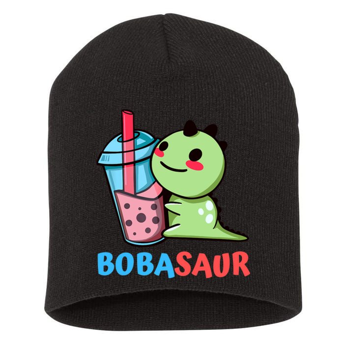 Bobasaur Bubble Tea Boba Dinosaur Kawaii Cute Dino Pun Short Acrylic Beanie