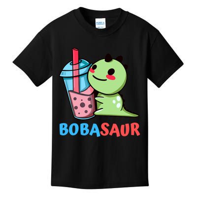 Bobasaur Bubble Tea Boba Dinosaur Kawaii Cute Dino Pun Kids T-Shirt