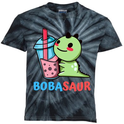 Bobasaur Bubble Tea Boba Dinosaur Kawaii Cute Dino Pun Kids Tie-Dye T-Shirt