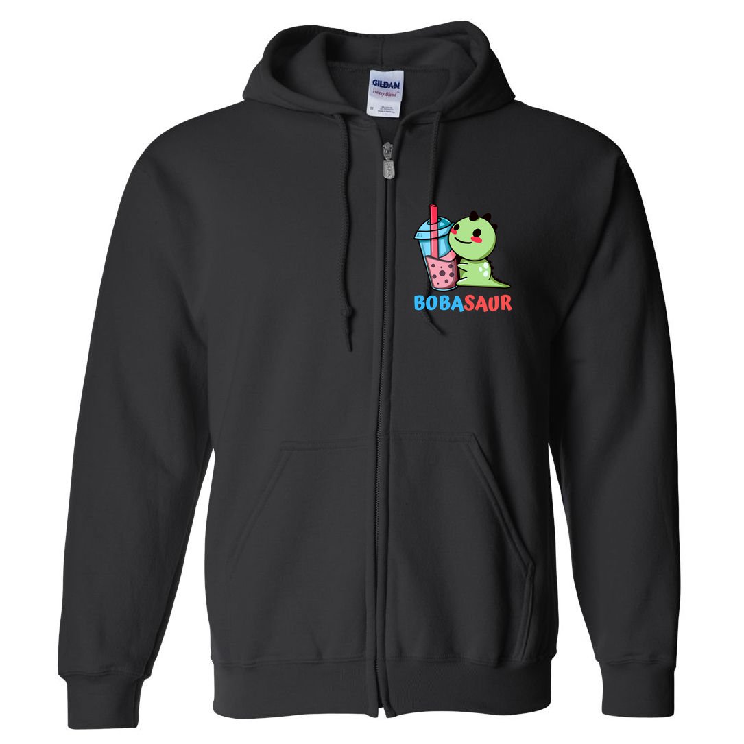 Bobasaur Bubble Tea Boba Dinosaur Kawaii Cute Dino Pun Full Zip Hoodie