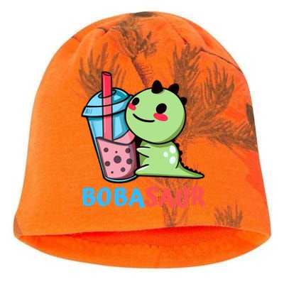 Bobasaur Bubble Tea Boba Dinosaur Kawaii Cute Dino Pun Kati - Camo Knit Beanie