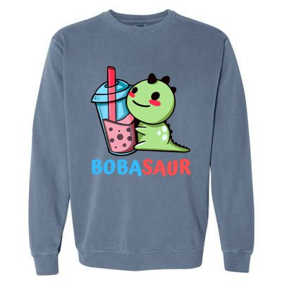 Bobasaur Bubble Tea Boba Dinosaur Kawaii Cute Dino Pun Garment-Dyed Sweatshirt