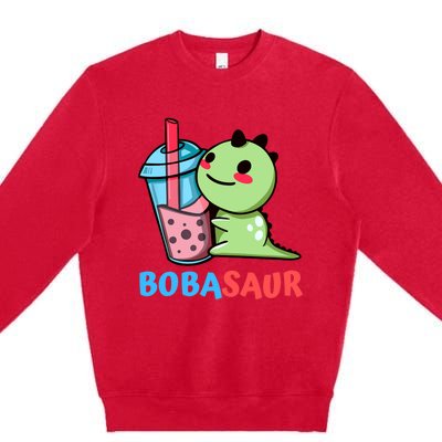 Bobasaur Bubble Tea Boba Dinosaur Kawaii Cute Dino Pun Premium Crewneck Sweatshirt