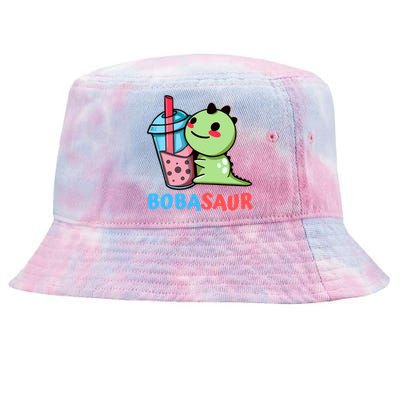 Bobasaur Bubble Tea Boba Dinosaur Kawaii Cute Dino Pun Tie-Dyed Bucket Hat