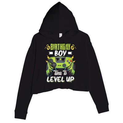 Birthday Boy Time To Level Up Video Game Birthday Boy Crop Fleece Hoodie