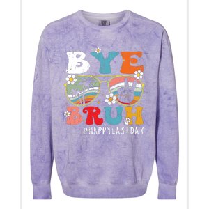 Bye Bruh Teacher Happy Last Day Of School Hello Summer Funny Colorblast Crewneck Sweatshirt