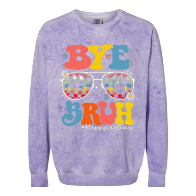 Bye Bruh Teacher Happy Last Day Of School Hello Summer Funny Colorblast Crewneck Sweatshirt