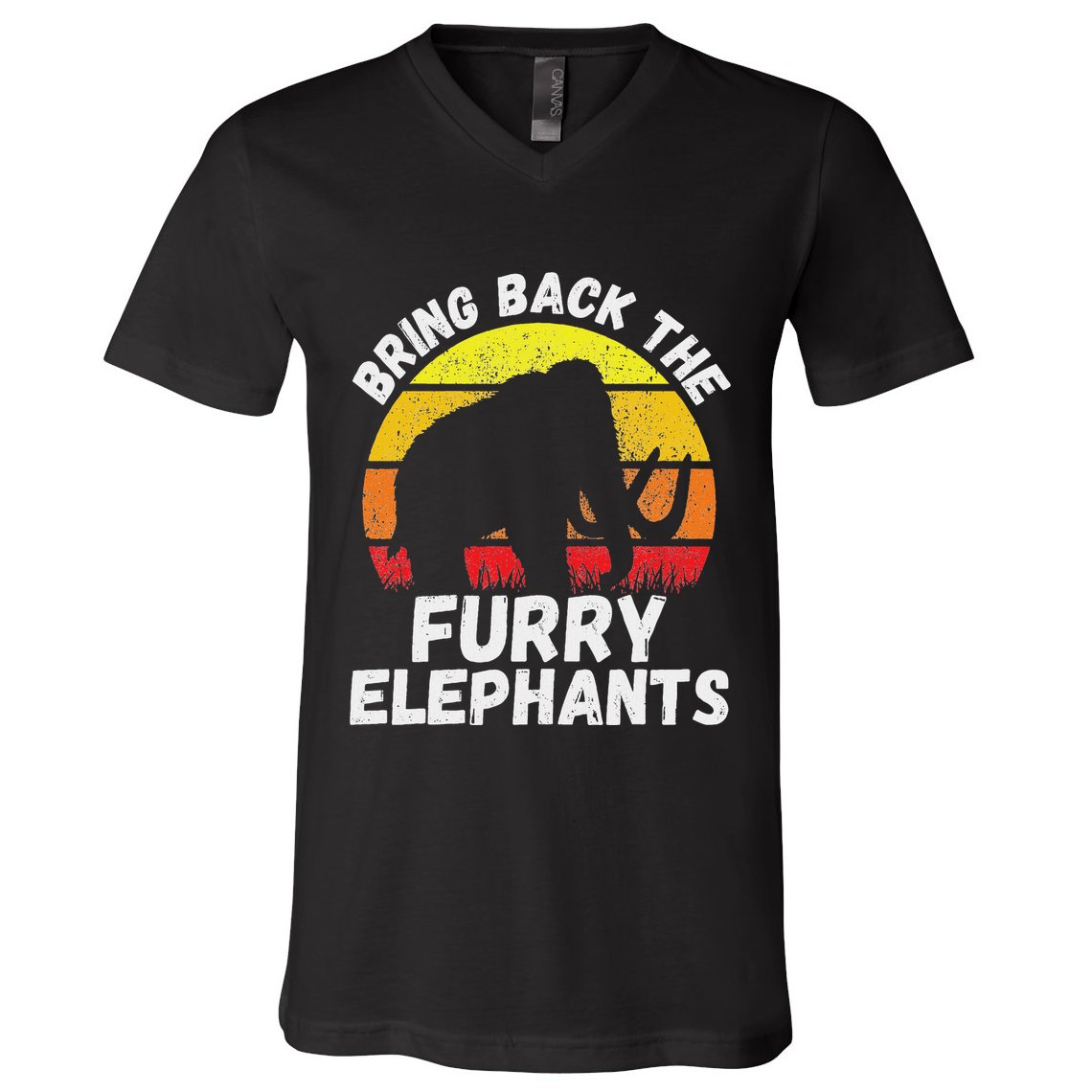 Bring Back The Furry Elephants Woolly Mammoth Funny Quote V-Neck T-Shirt