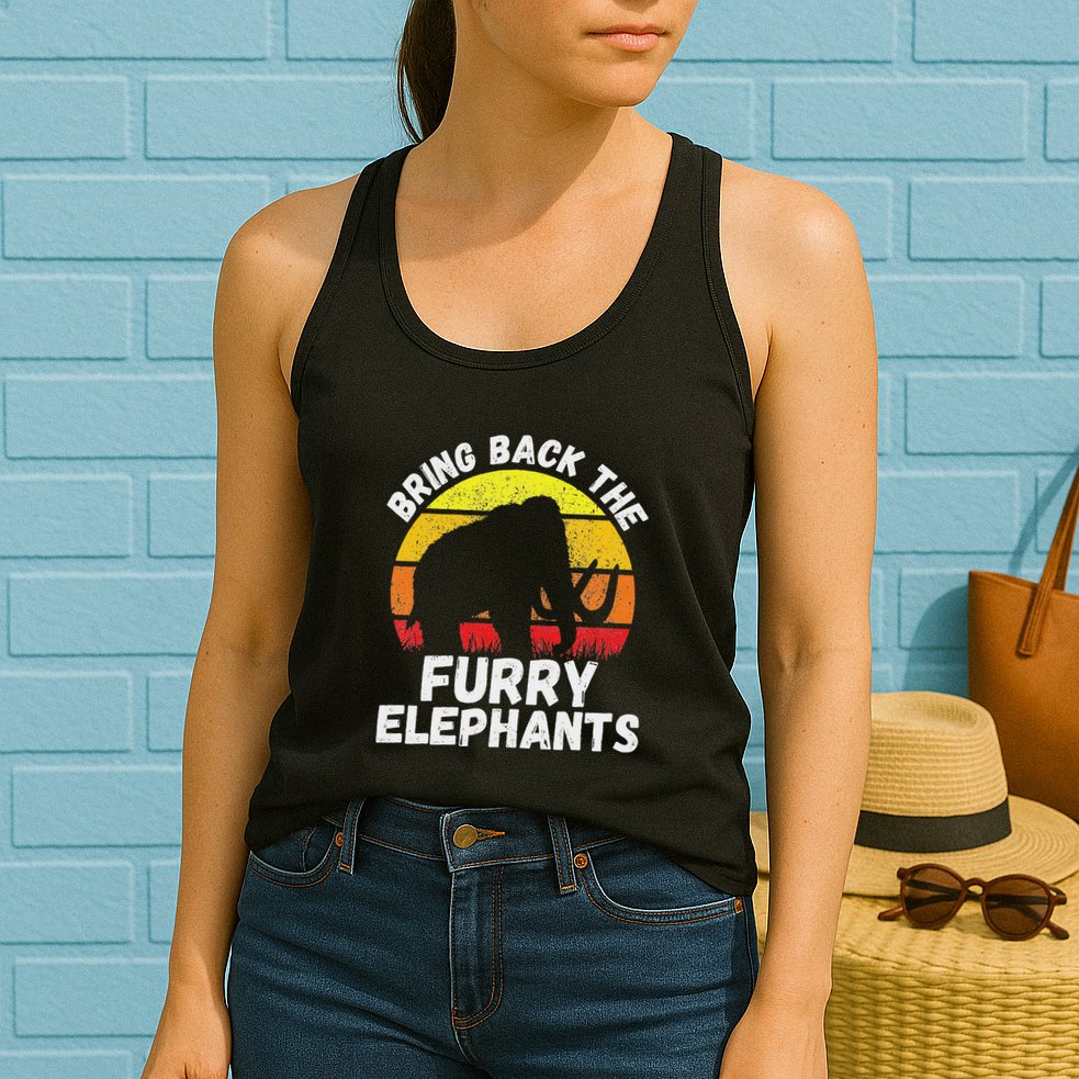 Bring Back The Furry Elephants Woolly Mammoth Funny Quote Womens Tank Top