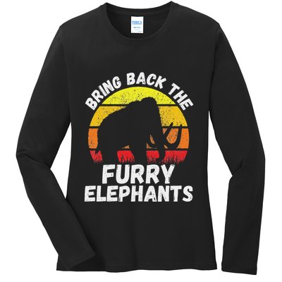 Bring Back The Furry Elephants Woolly Mammoth Funny Quote Ladies Long Sleeve Shirt