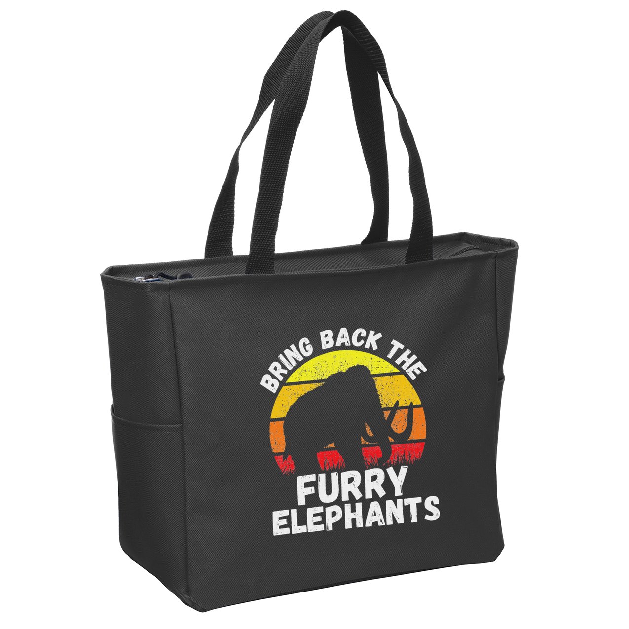 Bring Back The Furry Elephants Woolly Mammoth Funny Quote Zip Tote Bag