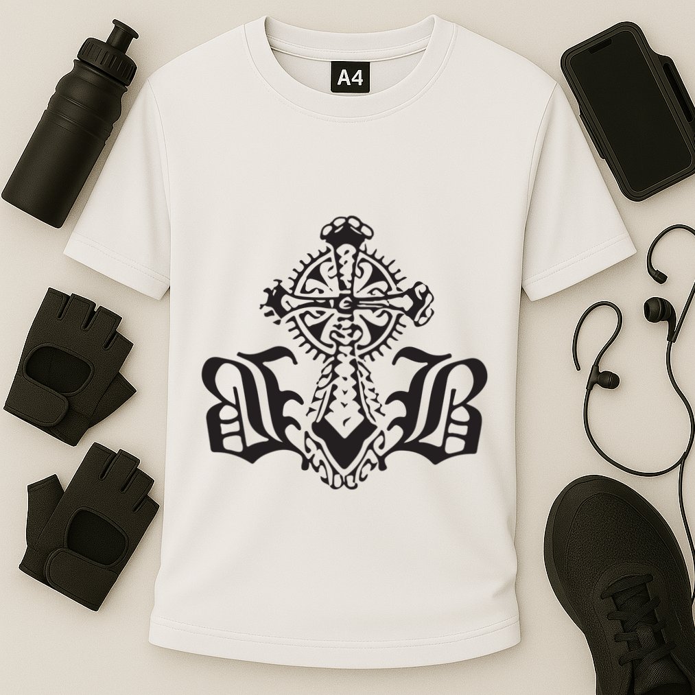 Bournedrip Bb Tribal Cross Cooling Performance Crew T-Shirt