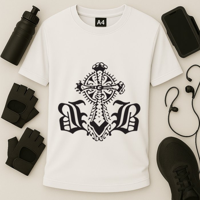 Bournedrip Bb Tribal Cross Cooling Performance Crew T-Shirt