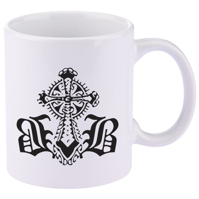 Bournedrip Bb Tribal Cross 11oz C Handle Ceramic Mug
