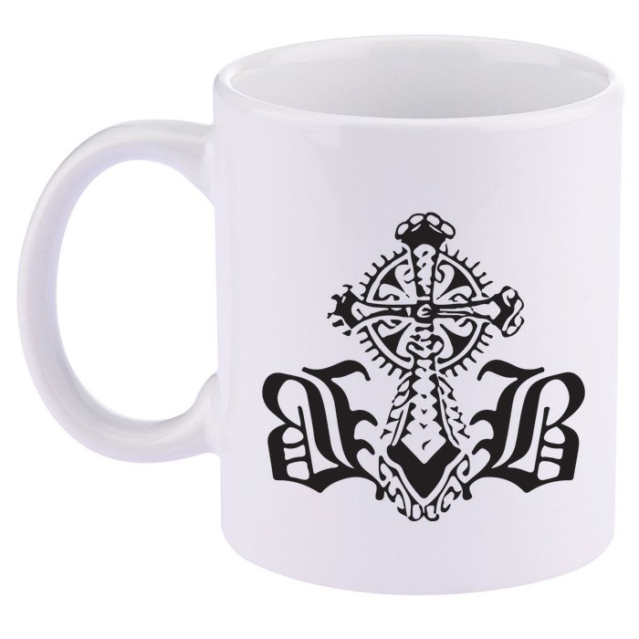 Bournedrip Bb Tribal Cross 11oz C Handle Ceramic Mug