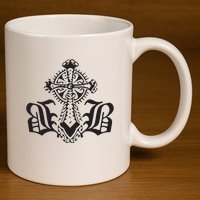 Bournedrip Bb Tribal Cross 11oz C Handle Ceramic Mug