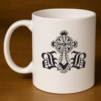 Bournedrip Bb Tribal Cross 11oz C Handle Ceramic Mug