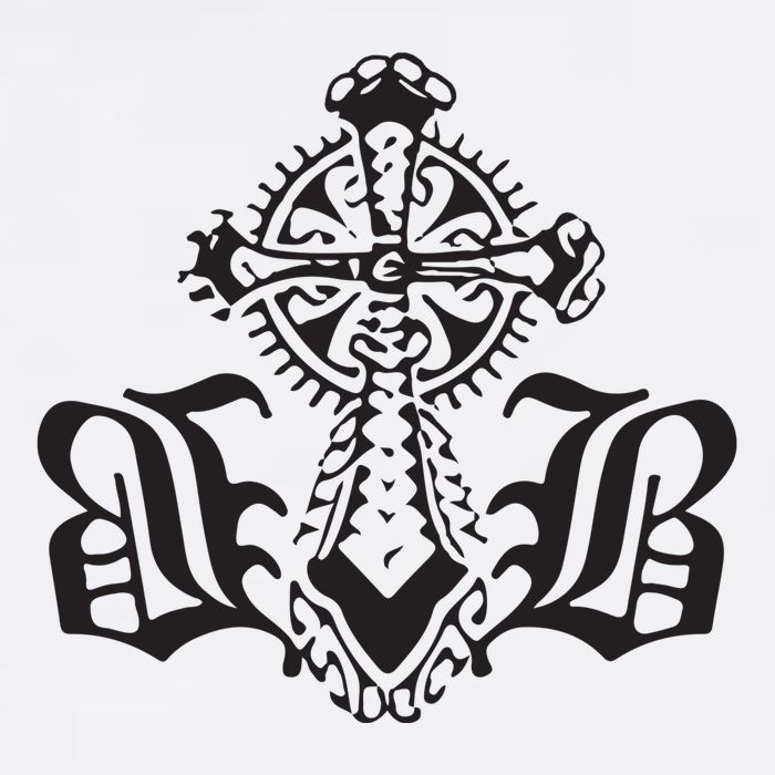 Bournedrip Bb Tribal Cross Flat Bill Trucker Hat
