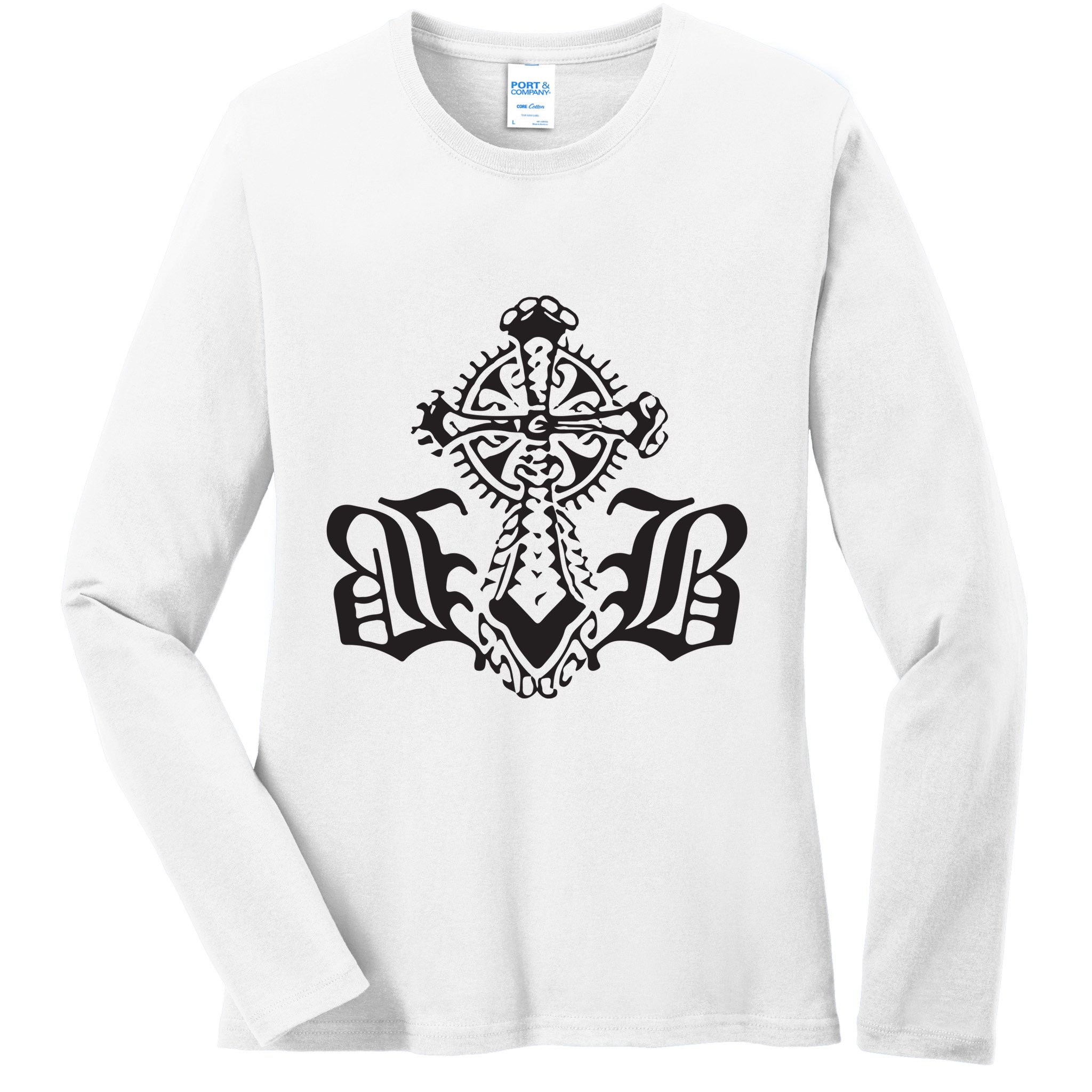 Bournedrip Bb Tribal Cross Ladies Long Sleeve Shirt
