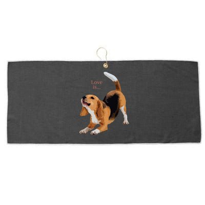 Beagle Beagles Tee Love Is Dog Mom Dad Puppy Pet Cute Large Microfiber Waffle Golf Towel