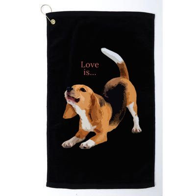 Beagle Beagles Tee Love Is Dog Mom Dad Puppy Pet Cute Platinum Collection Golf Towel