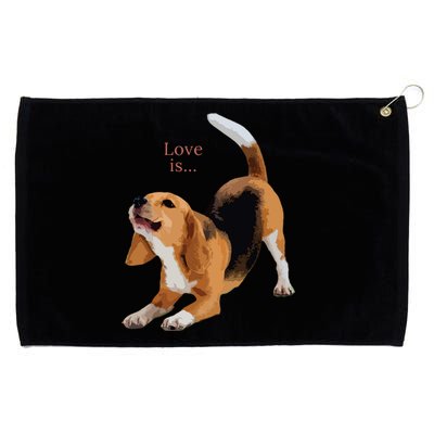 Beagle Beagles Tee Love Is Dog Mom Dad Puppy Pet Cute Grommeted Golf Towel