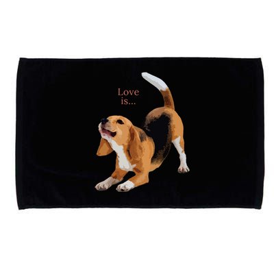 Beagle Beagles Tee Love Is Dog Mom Dad Puppy Pet Cute Microfiber Hand Towel